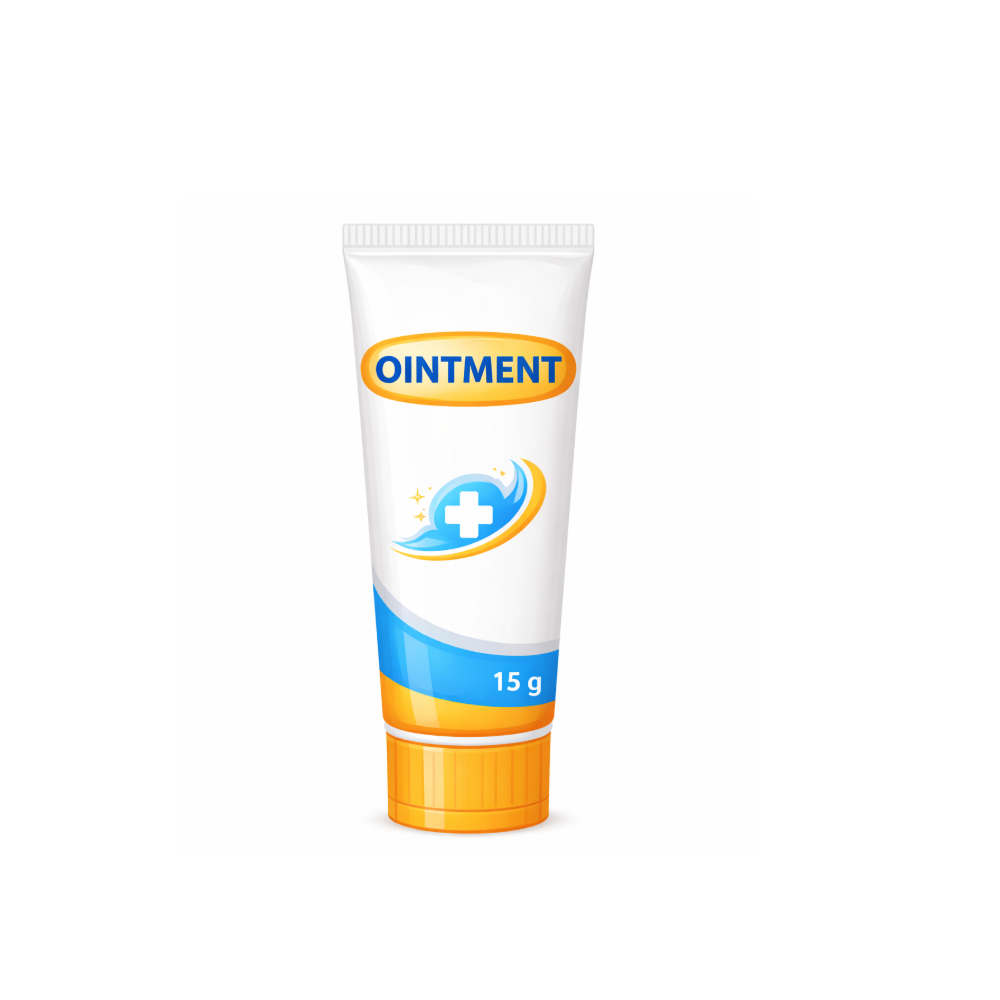 Tube of ointment with a white background