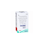 Olopat BAK Free Eye Drop Olopatadine Hydrochloride Ophthalmic Solution IP packaging on a white background