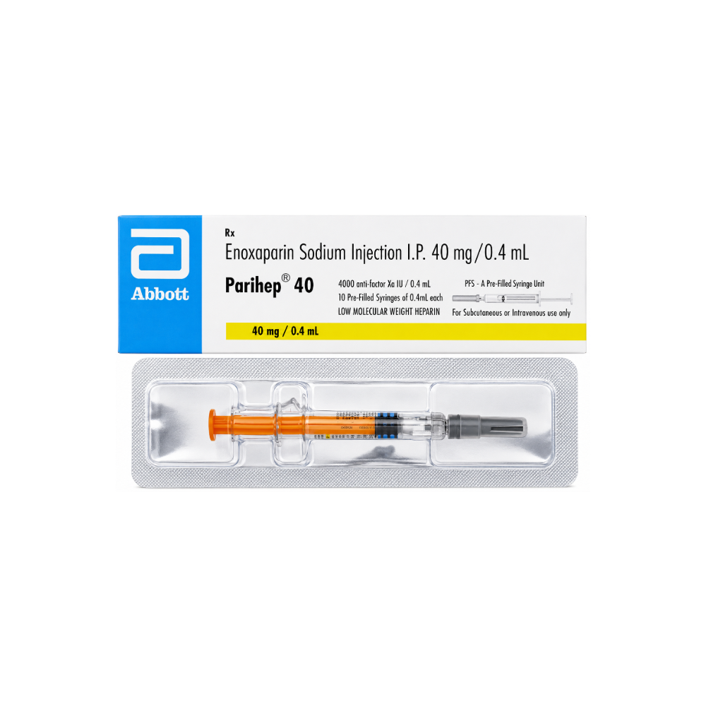 Abbott enoxaparin sodium injection package on a white background