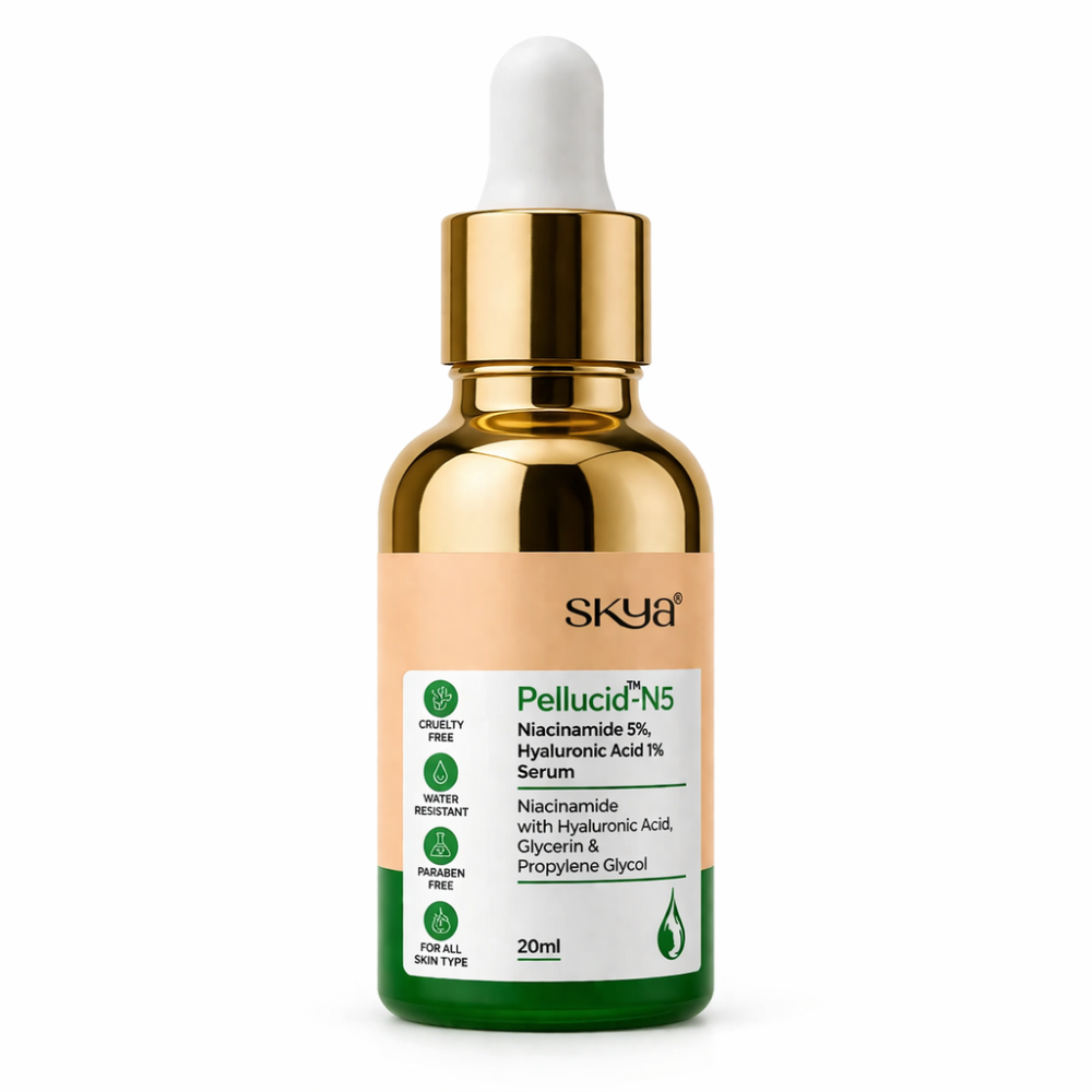 Skya Pellucid N5 serum bottle with dropper on a white background