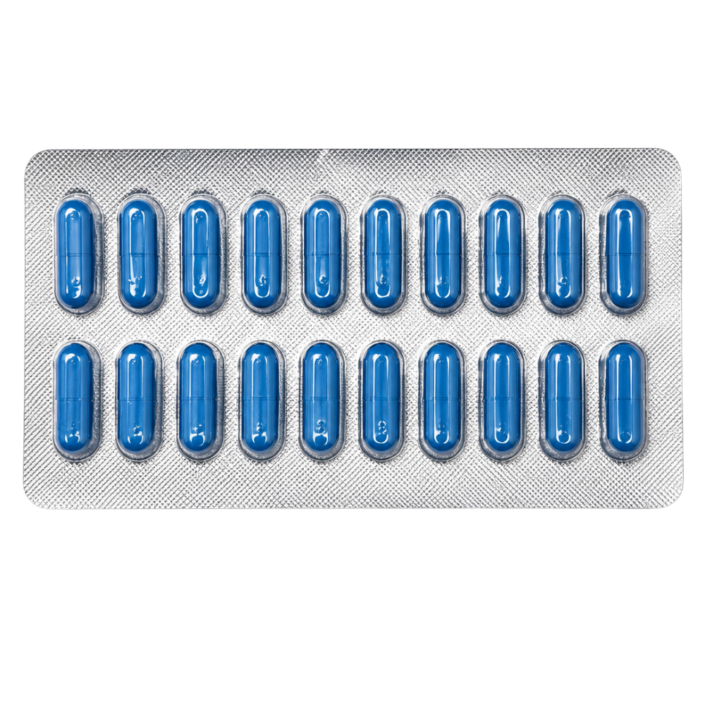 Prelox Tablets Blue Capsules Blister Pack
Blue Prelox tablets sealed inside blister pack for men's wellness supplement.
Prelox® blue tablets in secure blister packaging for quality and protection.