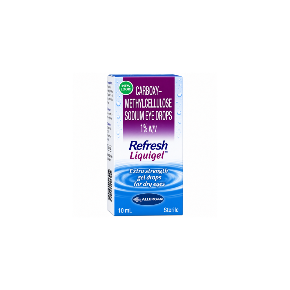 Refresh Liquigel Eye Drop Salt Composition:-Carboxymethylcellulose (1% w/v) Pack Of:-10 ml in 1 bottle Uses:-Dry eyes Manufacturer/Marketer Address:-Allergan India Pvt Ltd, No.3, Kasturba Road, Level 2, Prestige Obelisk, Bangalore – 560 001, KARNATAKA, INDIA