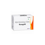 Box of Renagold Alpha Keto analogue Tablets on a white background