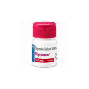 Thyronorm Thyroxine Sodium Tablets bottle with pink cap on a white background