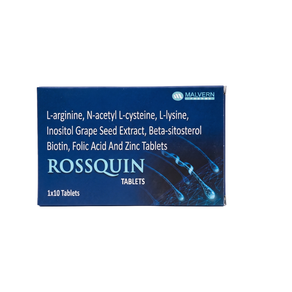 Box of Rossquin tablets with a blue background