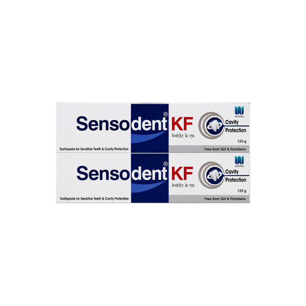 Sensodent KF toothpaste packaging on a white background