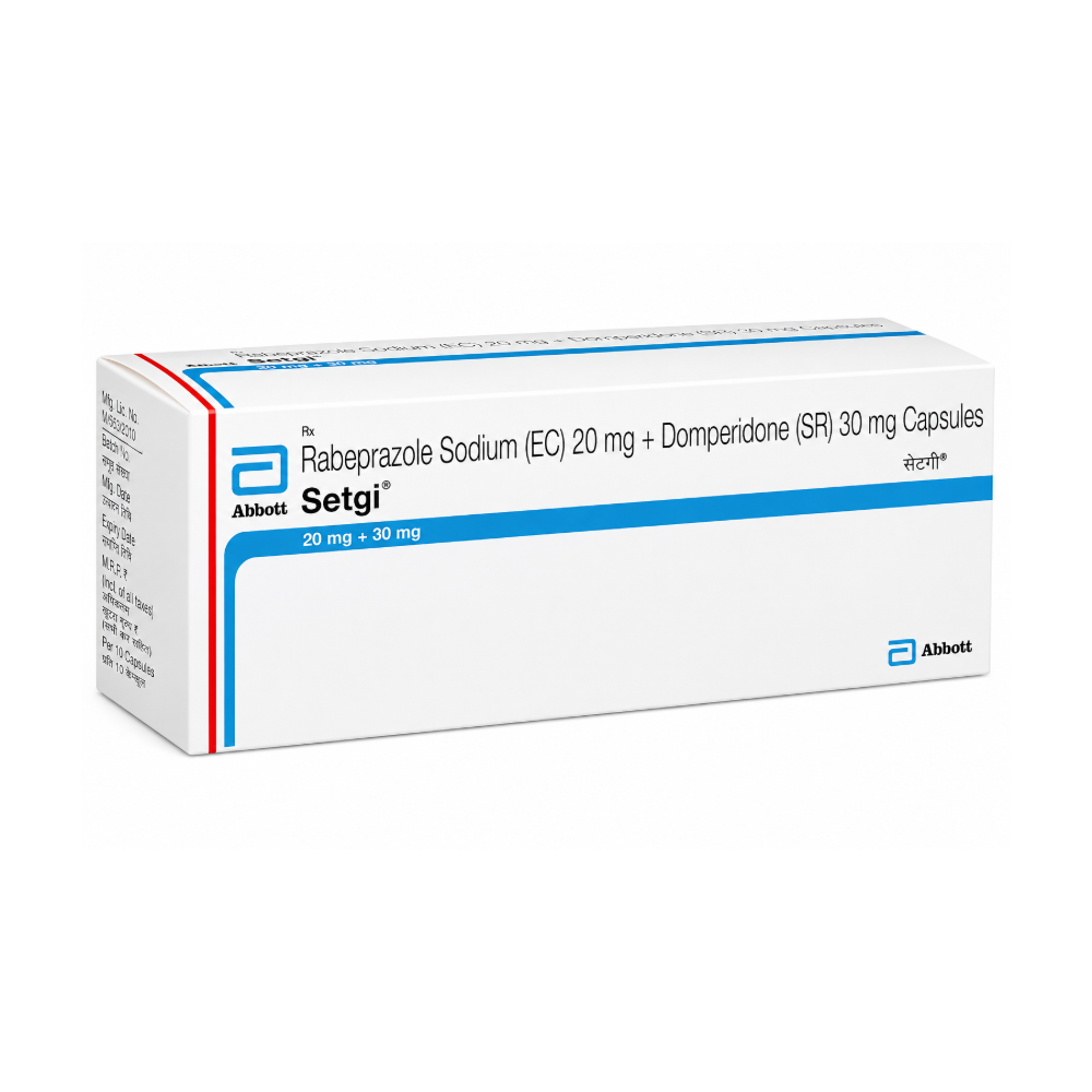 Box of Setgi medication by Abbott on a white background