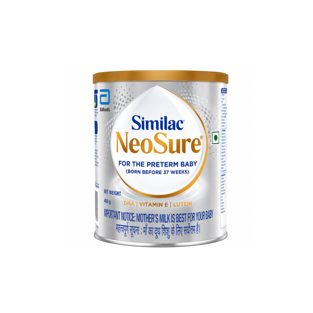 Similac NeoSure baby formula can on a white background 
