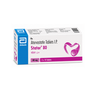 Box of Stator 80 Atorvastatin Tablets I.P. by Abbott on a white background