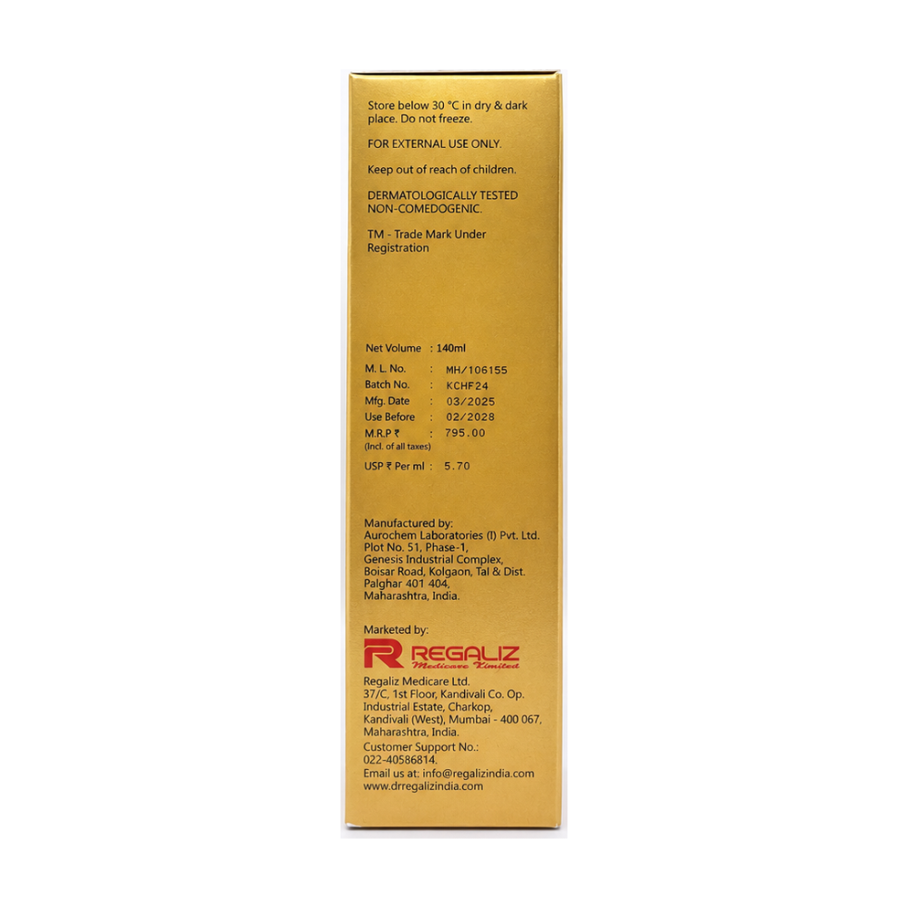 Back panel of TRUDERMA Gentle Foam Cleanser displaying manufacturer details, batch information, storage instructions, MRP, and Regaliz branding.