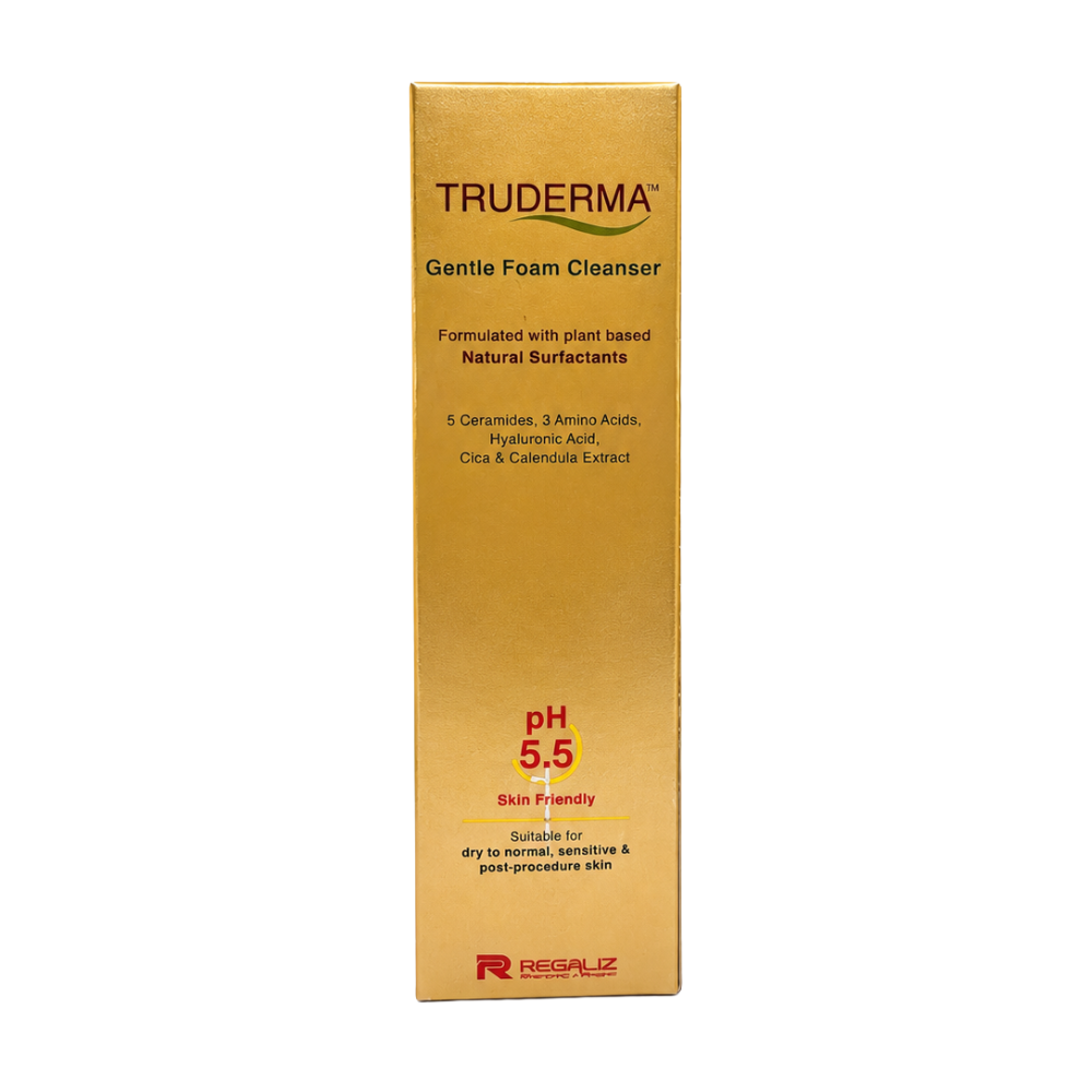 TRUDERMA Gentle Foam Cleanser 140ml with 5 Ceramides, 3 Amino Acids, Hyaluronic Acid, Cica and Calendula Extract for dry, sensitive and post-procedure skin.