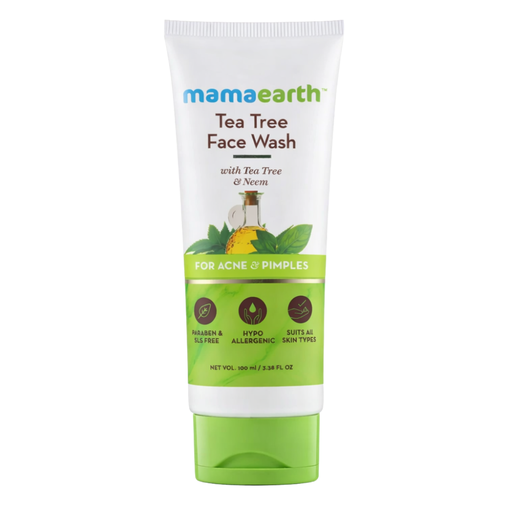 Mamaearth Tea Tree Face Wash packaging on a white background