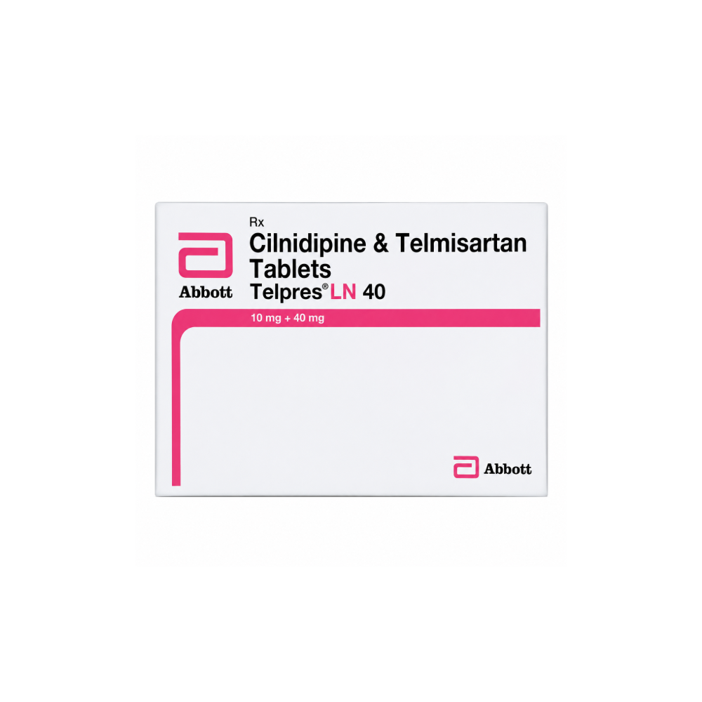 Box of Cilnidipine & Telmisartan Tablets by Abbott on a white background