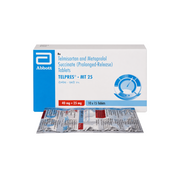 Box of Telpres-MT 25 tablets by Abbott on a white background