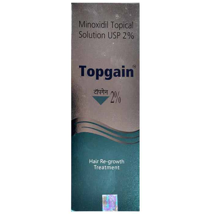 Topgain Minoxidil Topical Solution USP 2% packaging on a white background