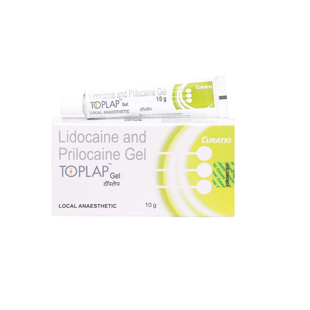 TOPLAP Lidocaine and Prilocaine Gel packaging on a white background