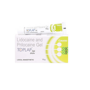 TOPLAP Lidocaine and Prilocaine Gel packaging on a white background