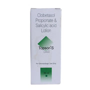 Box of Topsor-S Lotion with Clobetasol Propionate & Salicylic acid on a white background