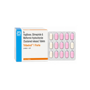 Packaging of Tribetrol 1 Forte tablets with a box labeled 'Almirall'.