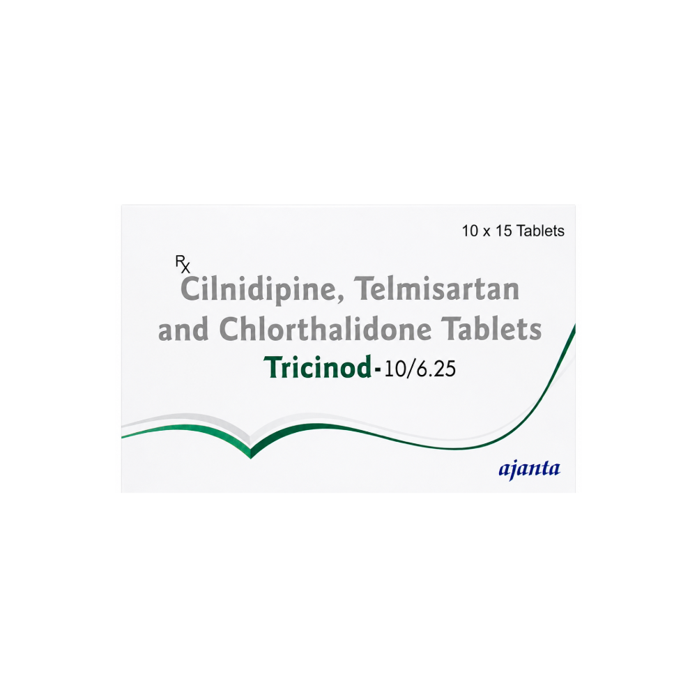 Packaging of Tricinod tablets with Ajanta logo on a white background