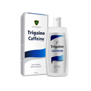 Trigaine Caffeine shampoo bottle and box on a white background