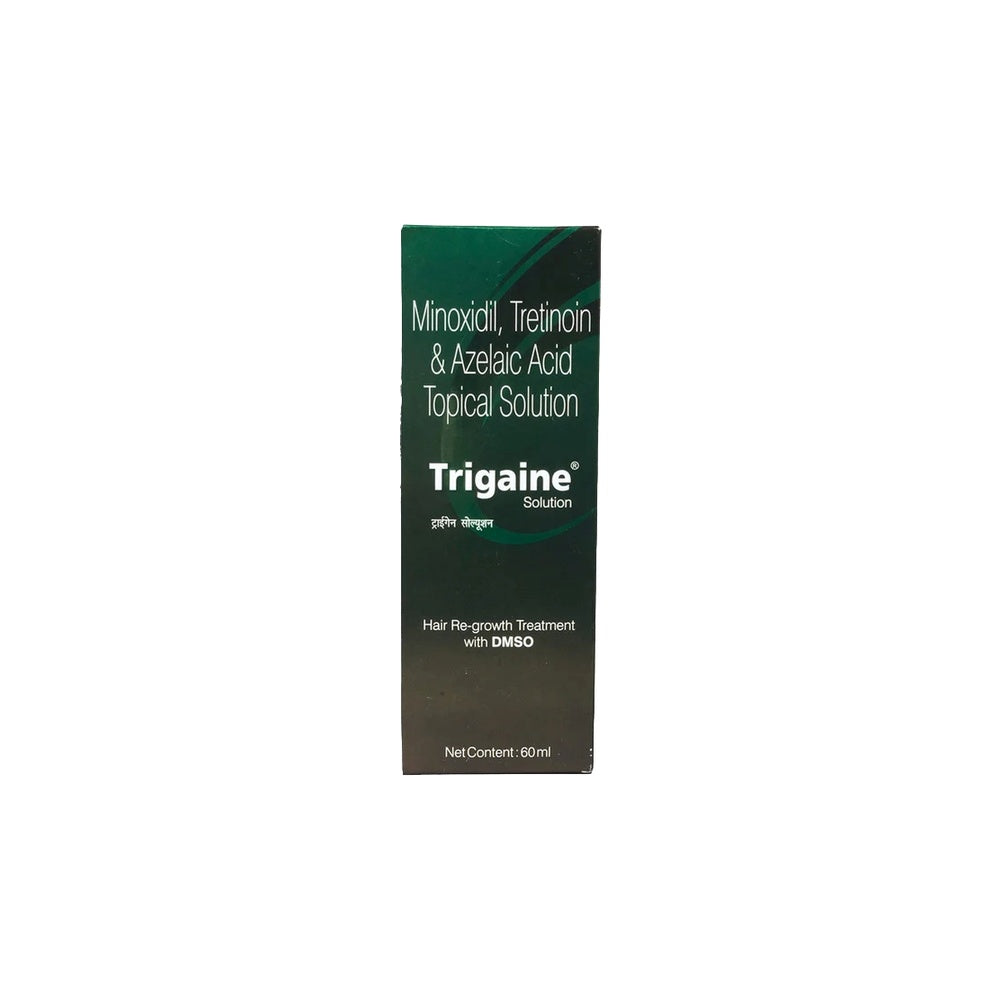 Trigaine topical solution box on a white background