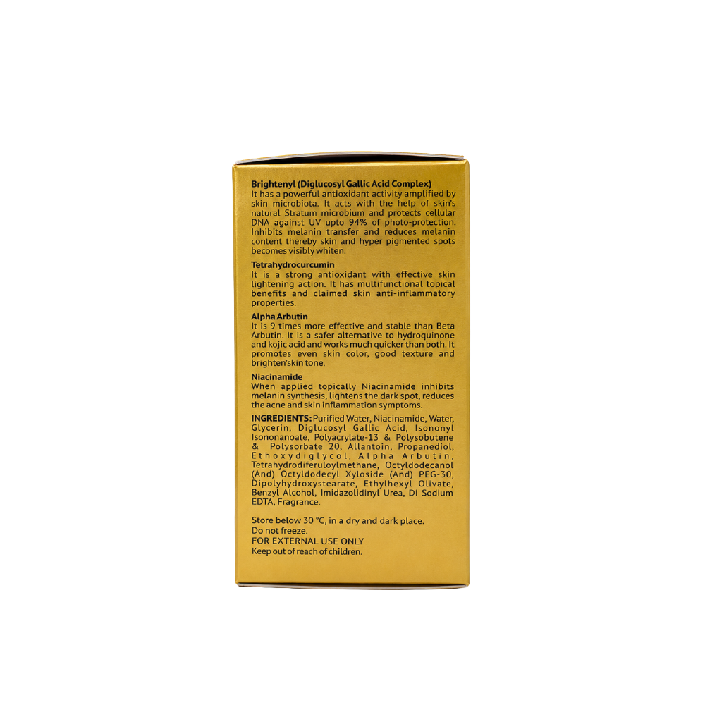 Truderma Absolute Radiance Serum box showing key ingredients, benefits and full ingredient list