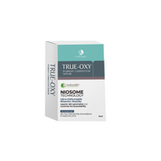 True Oxy Pigment Corrector Serum, enriched with Nio-Oxy, Niacinamide, Symradiance &amp; Hyaluronic Acid, this synergistic combination offers a melanin suppression effect over 32 times that of kojic acid, over 150 times that of resveratrol and over 870 times arbutin. 30ml box of Naturis True-Oxy Pigment Corrector Serum, featuring a white and teal packaging design with dark gray accents.