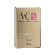VCX Vitamin C, E, Ferulic acid Serum packaging on a white background