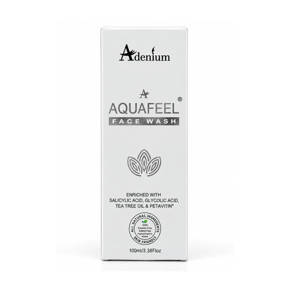 Adenium Aquafeel Face Wash 100ml front packaging with Salicylic Acid and Glycolic Acid