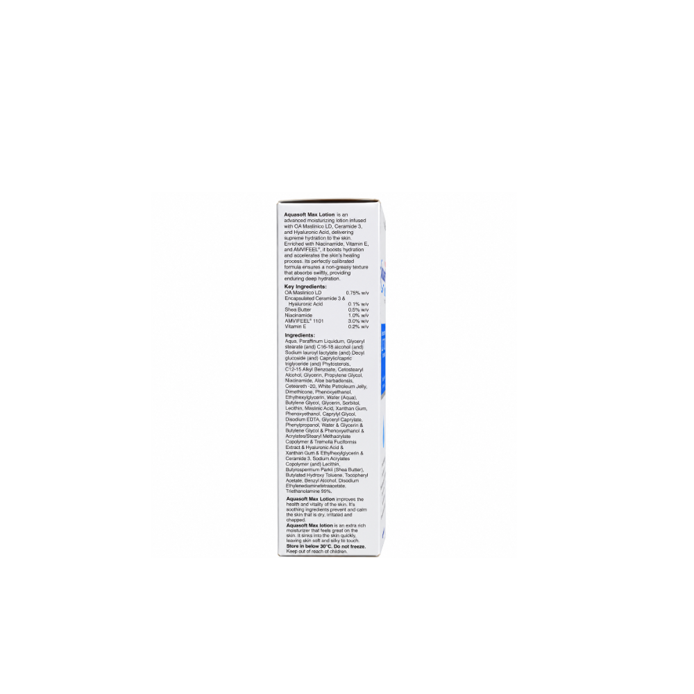 Aquasoft Max Intense Moisturizing Lotion 200ml with Ceramide, Hyaluronic Acid, Niacinamide & Shea Butter