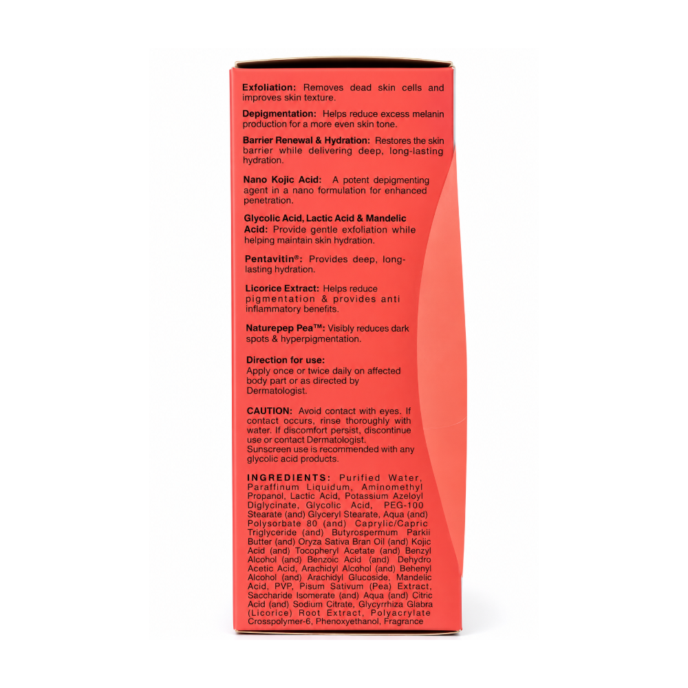 Brilante Body Lotion carton side panel showing full ingredients, directions for use and safety warnings.