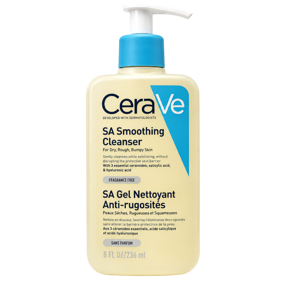 CeraVe SA Smoothing Cleanser 236ml bottle front view for dry rough and bumpy skin
