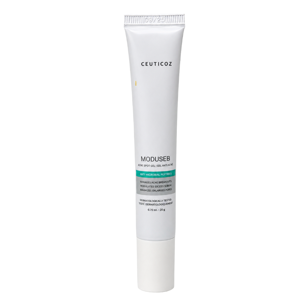 Ceuticoz Moduseb Acne Spot Gel 20g front tube for targeted acne and blemish care