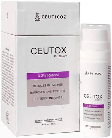 Ceutox Pro Retinol 0.3% Cream Serum manufacturer, batch, MRP and marketer details on packaging