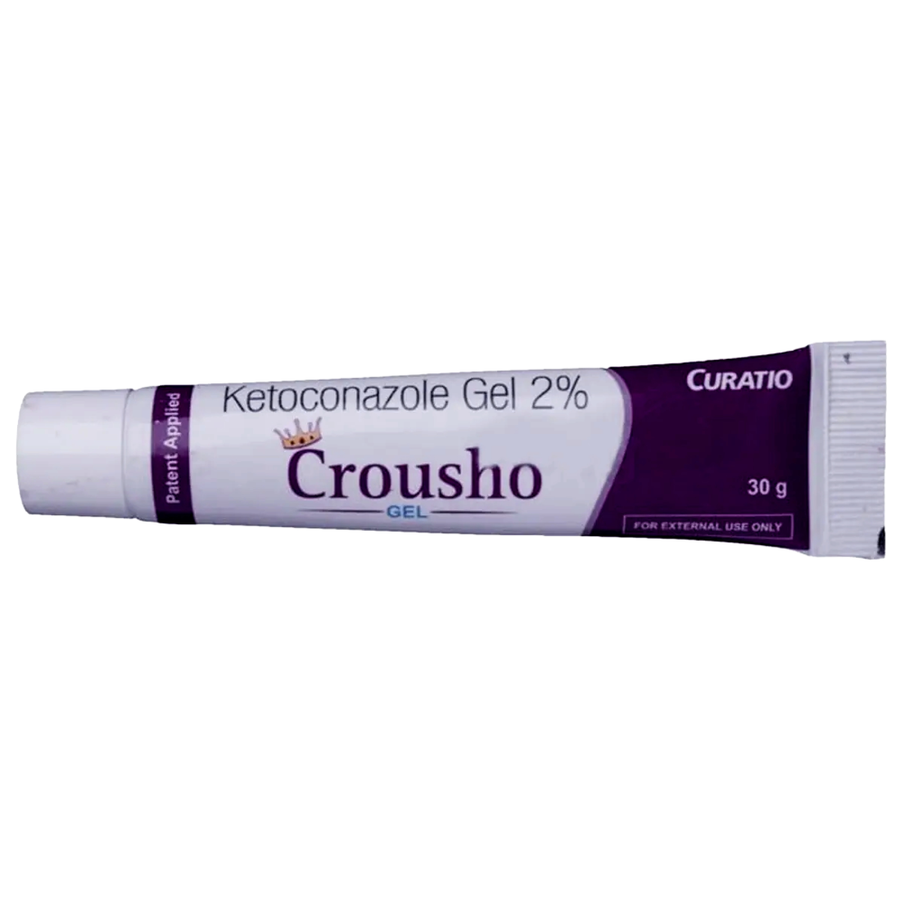 Tube of Crousho Ketoconazole Gel 2% on a white background