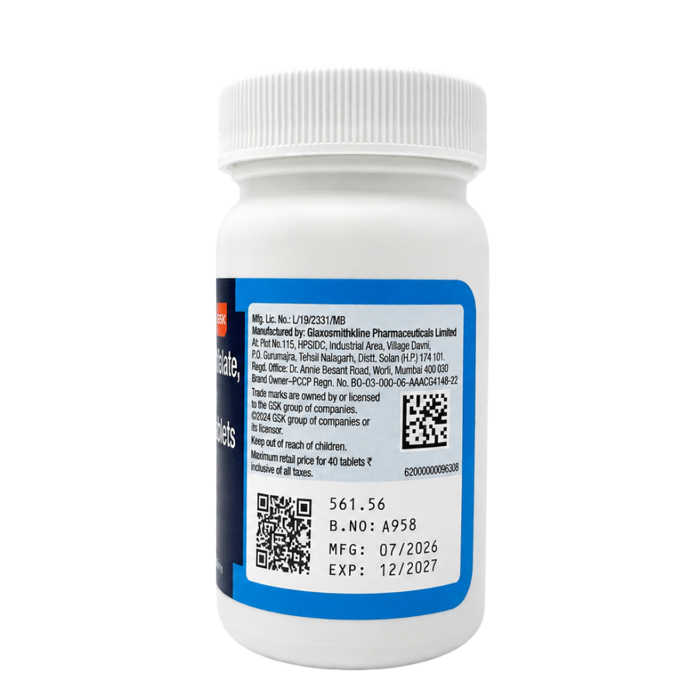 GSK CCM Tablets composition showing Calcium Citrate Malate Vitamin D3 100 IU and Folic Acid 50 mcg