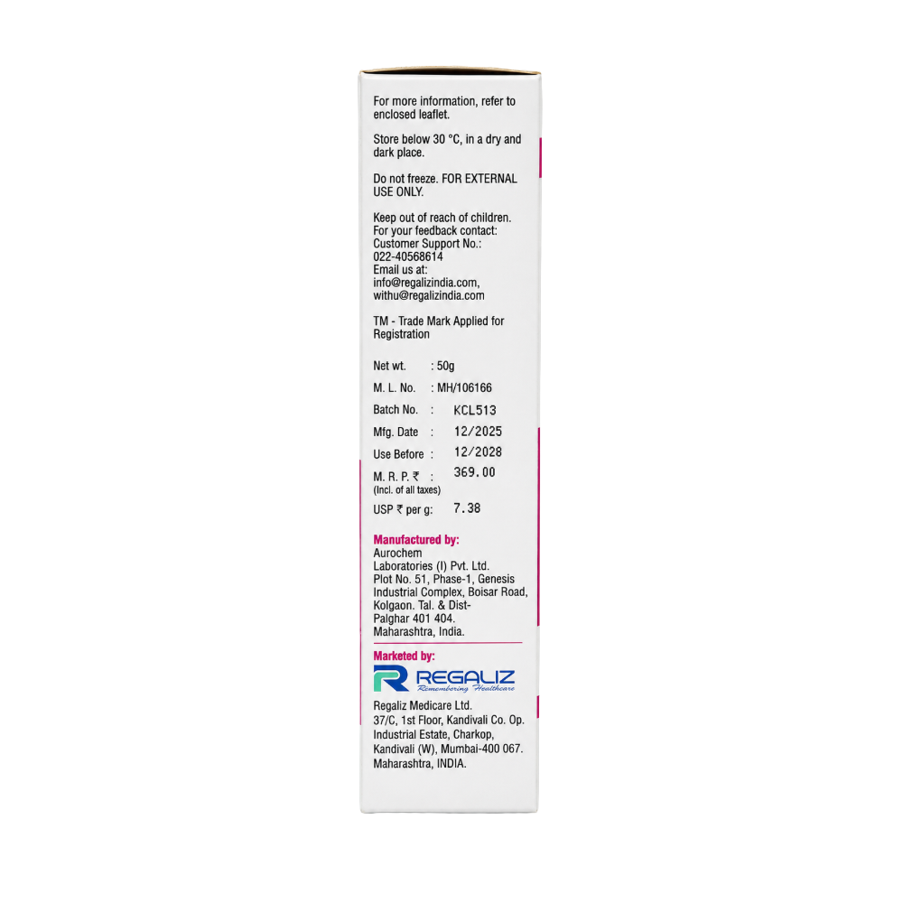 Hydronic Moisturizing Cream 50g Regaliz box side with product and manufacturer details