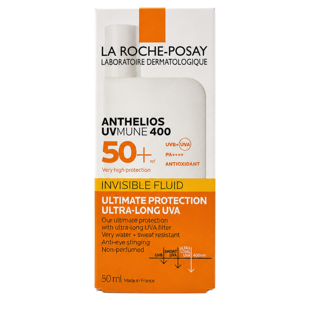 La Roche-Posay Anthelios UVMune 400 Invisible Fluid SPF 50+ PA++++ 50ml | Ultra-Long UVA Protection, Very Water & Sweat Resistant, Non-Perfumed Sunscreen