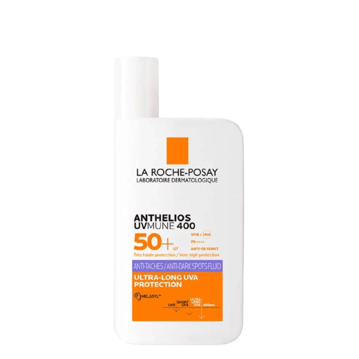 La Roche-Posay Anthelios UV Mune 400 sunscreen bottle on a white background