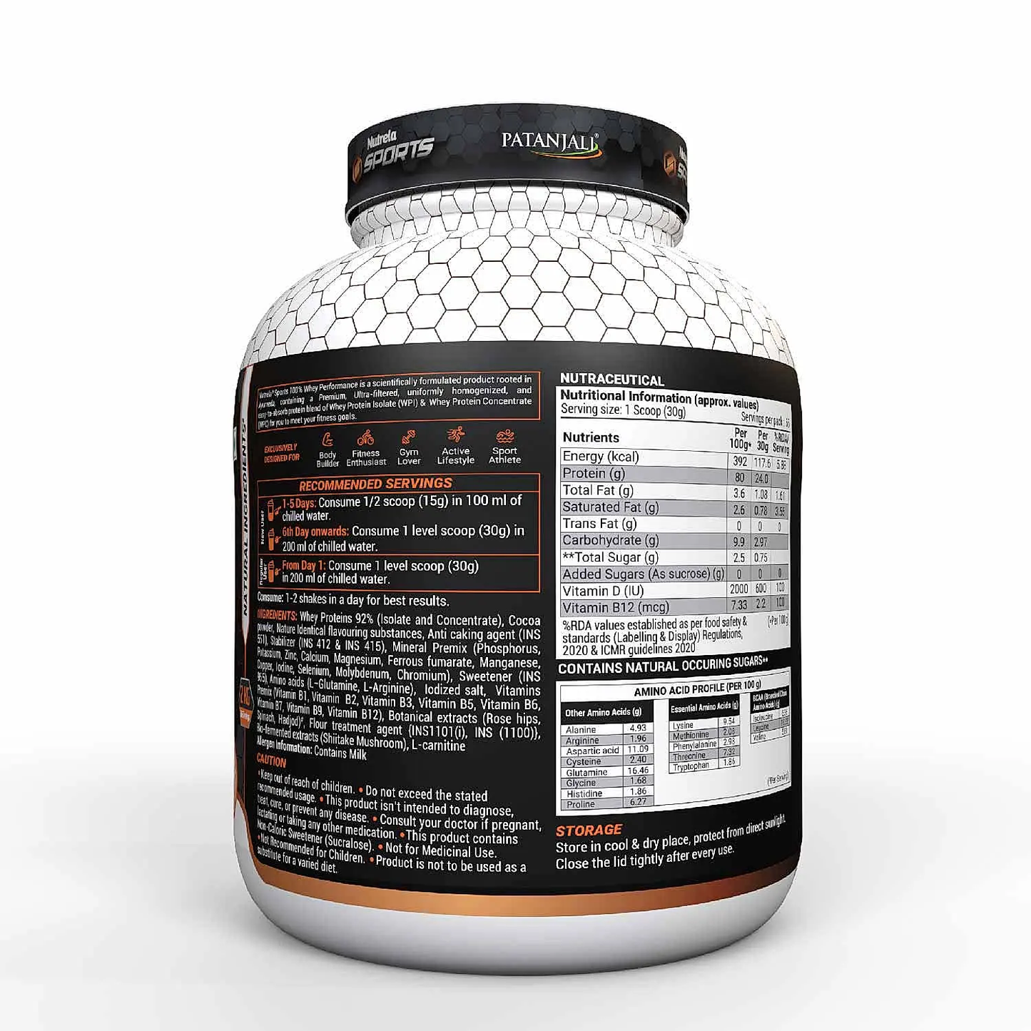 पतंजलि द्वारा Nutrela 100% मट्ठा प्रोटीन आयरिश चॉकलेट पाउडर 2 KG