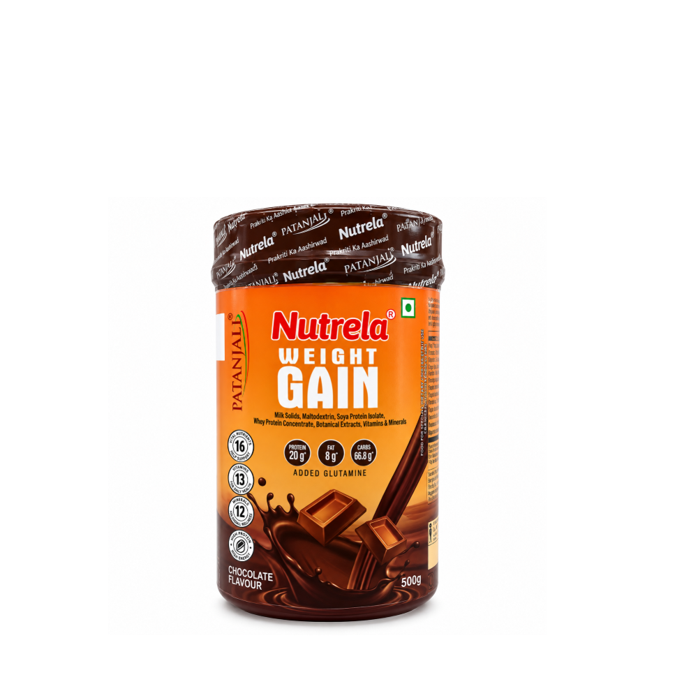 Nutrela Weight Gain Chocolate Flavour 500g | Protein, Carbohydrate, Vitamins, Minerals & L-Glutamine Powder