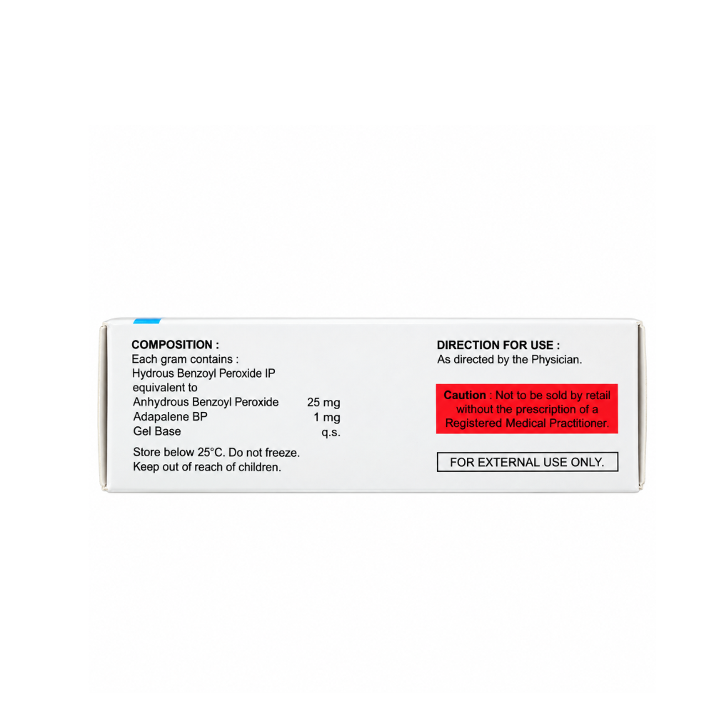 Peroduo Gel 15g | Adapalene 0.1% & Benzoyl Peroxide 2.5% Gel for Acne & Pimples