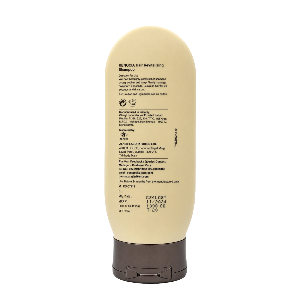 RENOCIA Hair Revitalizing Shampoo 150ml bottle back view