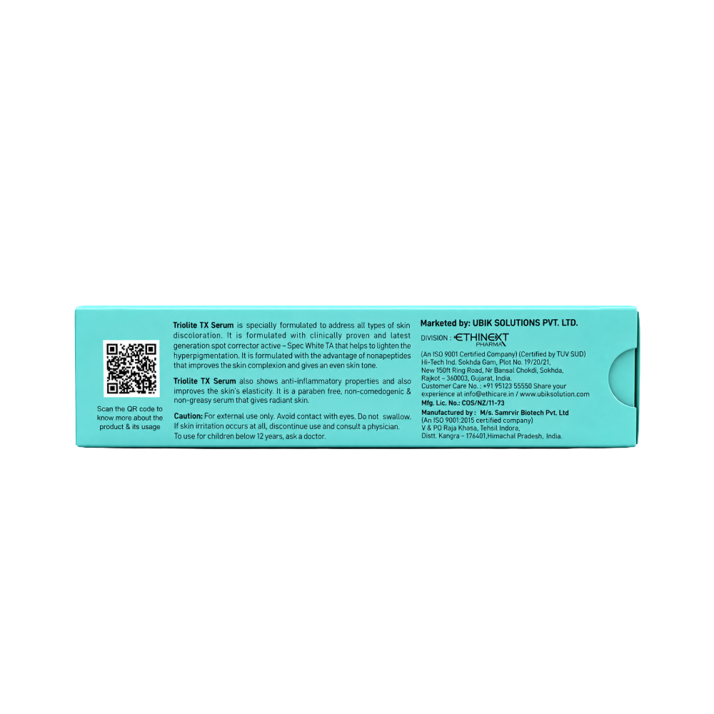 Triolite TX Tranexamic Acid Serum 30ml back packaging
