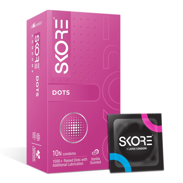 Skore Raised Dots with Extra Lubrication Vanilla Scented Condom