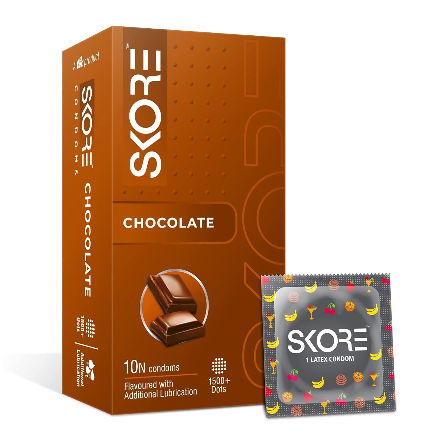 Skore Flavored Dotted & Coloured Condoms Chocolate