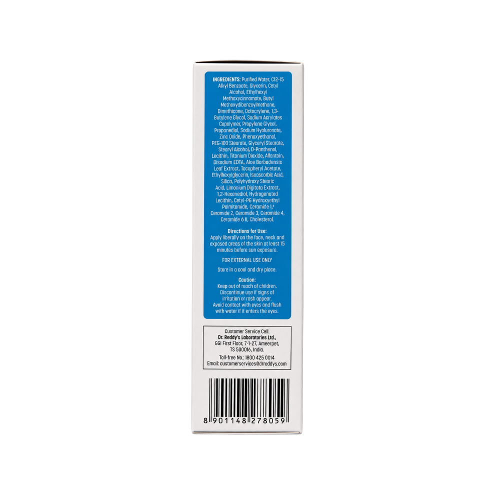 Venusia Hydra Sunscreen 50g back box with ingredients and directions