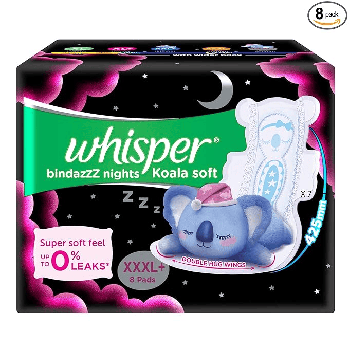 Whisper Bindazzz Nights Koala Soft Pads XXL+