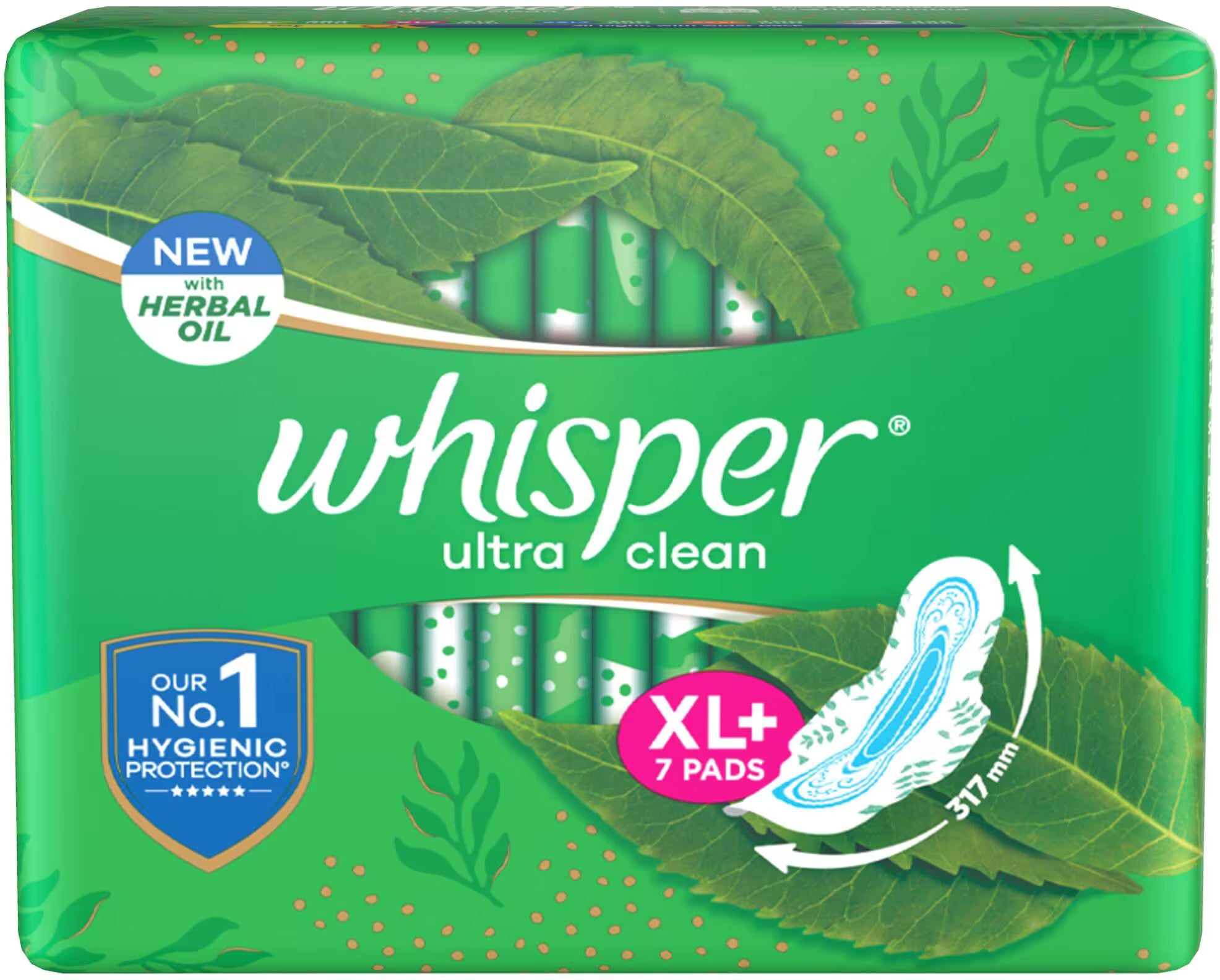 Whisper Ultra Clean with Herbal Oil Sanitary Pads XL+